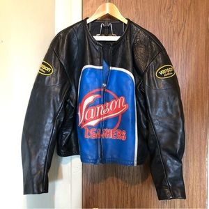 VINTAGE VANSON LEATHER JACKET - 54 (MENS LARGE) - IN FAIR CONDITION